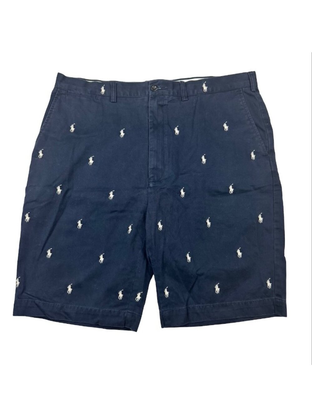 VTG Polo Ralph Lauren Men's Cotton Pony Embroidered Shorts Blue • Size 42 Long